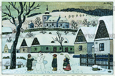 Sněhulák na návsi 1945 (1)
