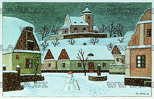 Sněhulák na návsi 1945 (2)